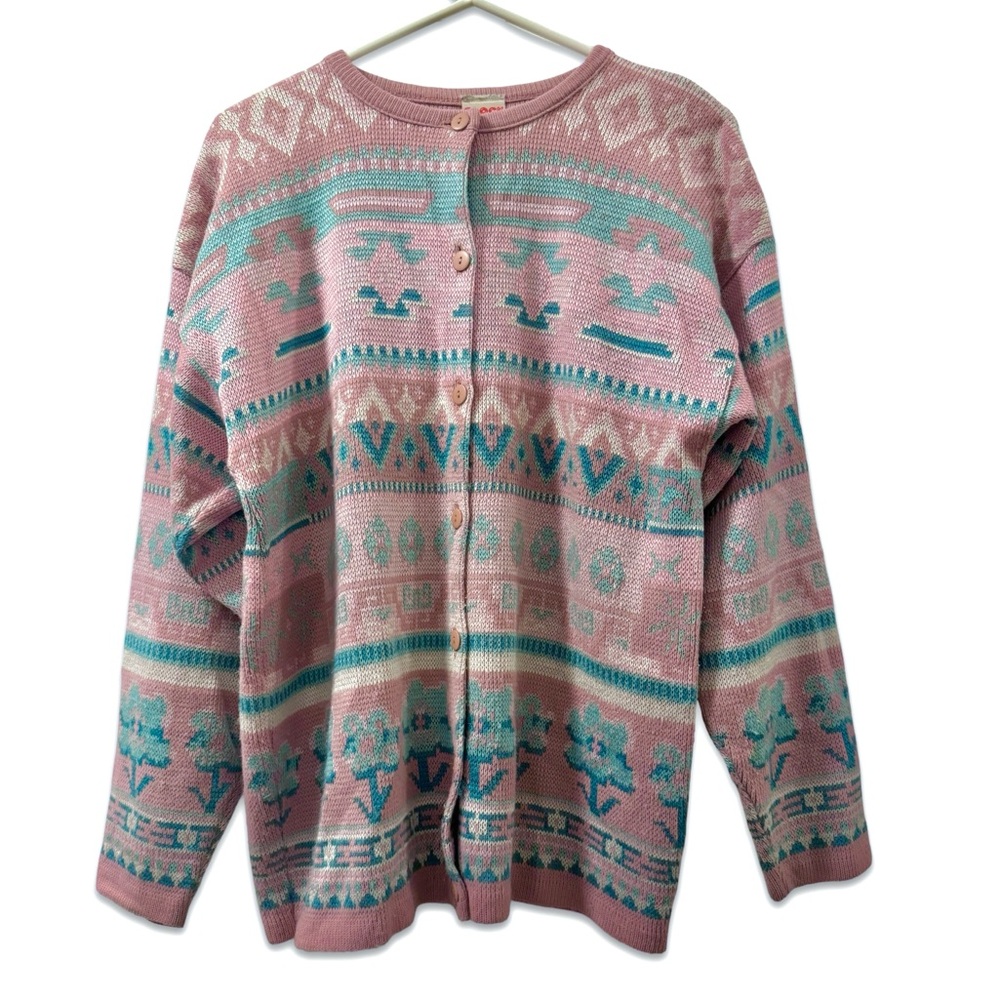 Vintage M Fair Isle style cardigan sweater